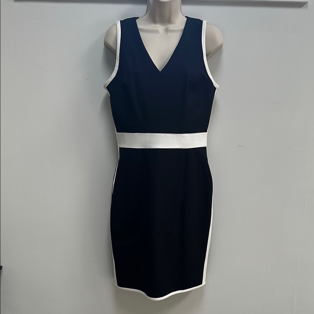 White House Black Market Black and White Sleeveless Dress